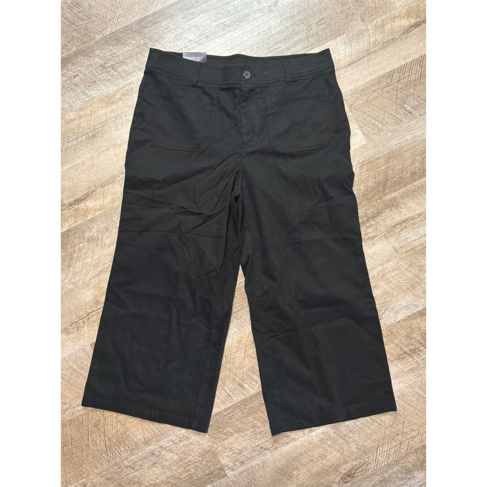 NEW Ava & Viv Cropped Pants Wide Leg Stretch Black Size 17